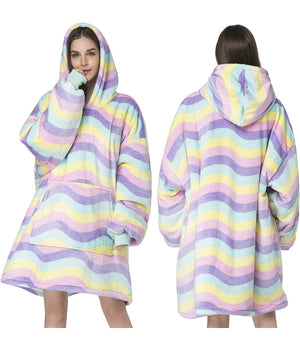 Trade Shop - Coperta Felpa Con Maniche Tasca E Cappuccio Comoda E Calda In Vari Colori Plaid -