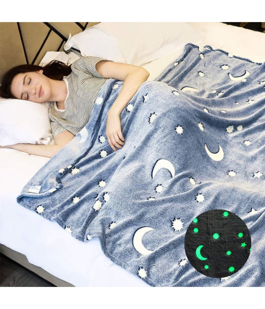 Coperta Plaid In Pile Con Stelle Che Si Illuminano Al Buio Morbida Idea Regalo         