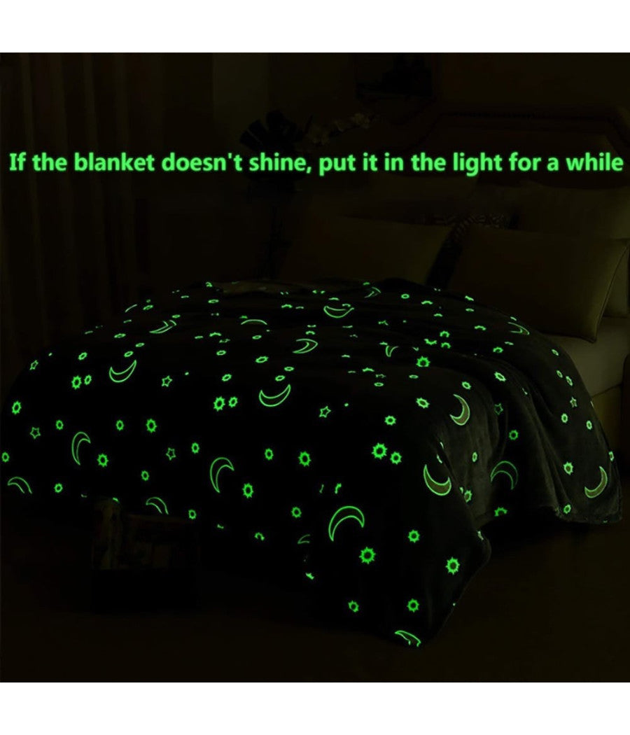Coperta Plaid In Pile Con Stelle Che Si Illuminano Al Buio Morbida Idea Regalo         