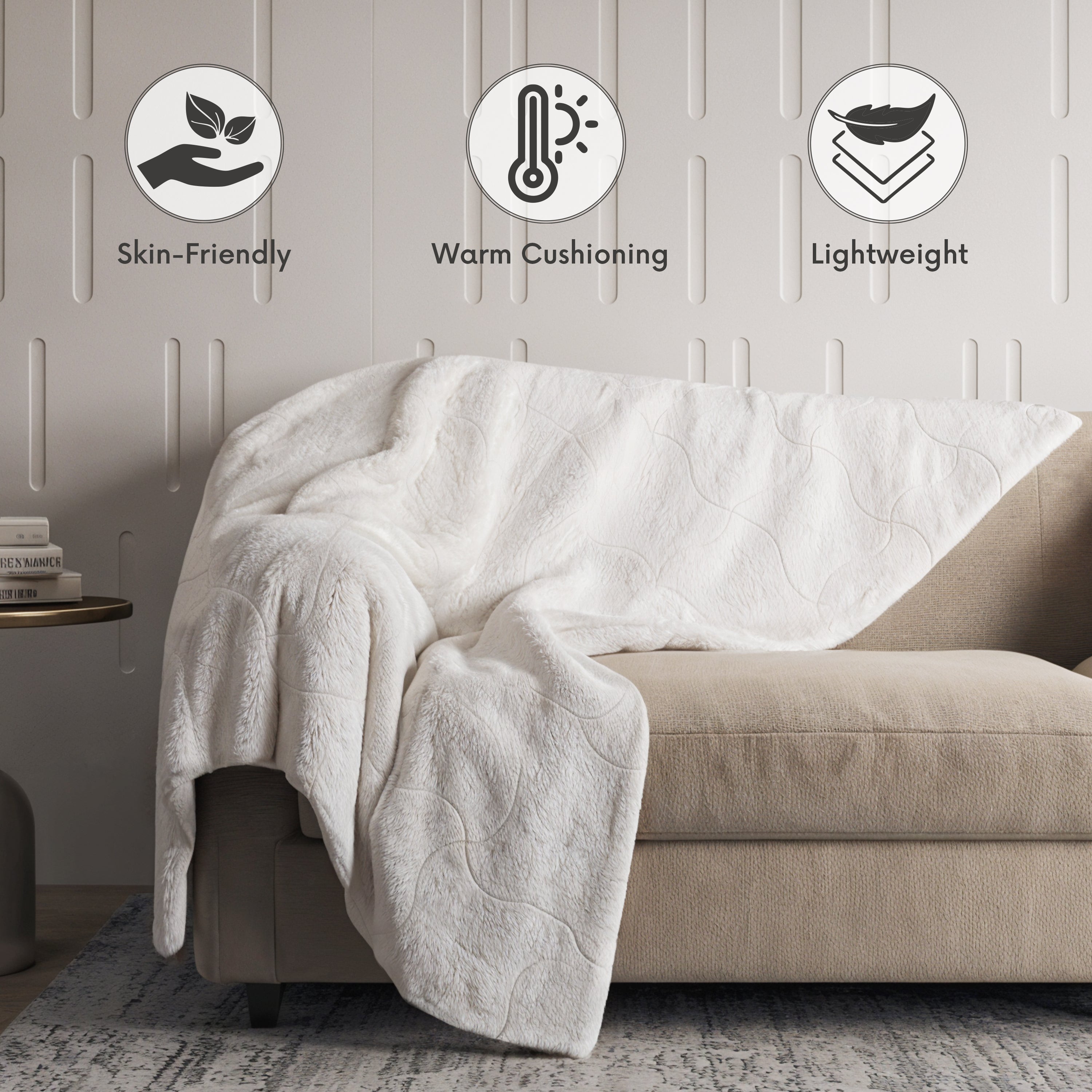 Coperta in Fibra di Carbonio | Morbida, Antistress Double Face, Vellutata per Divano o Letto Singolo | 200 x 200 cm