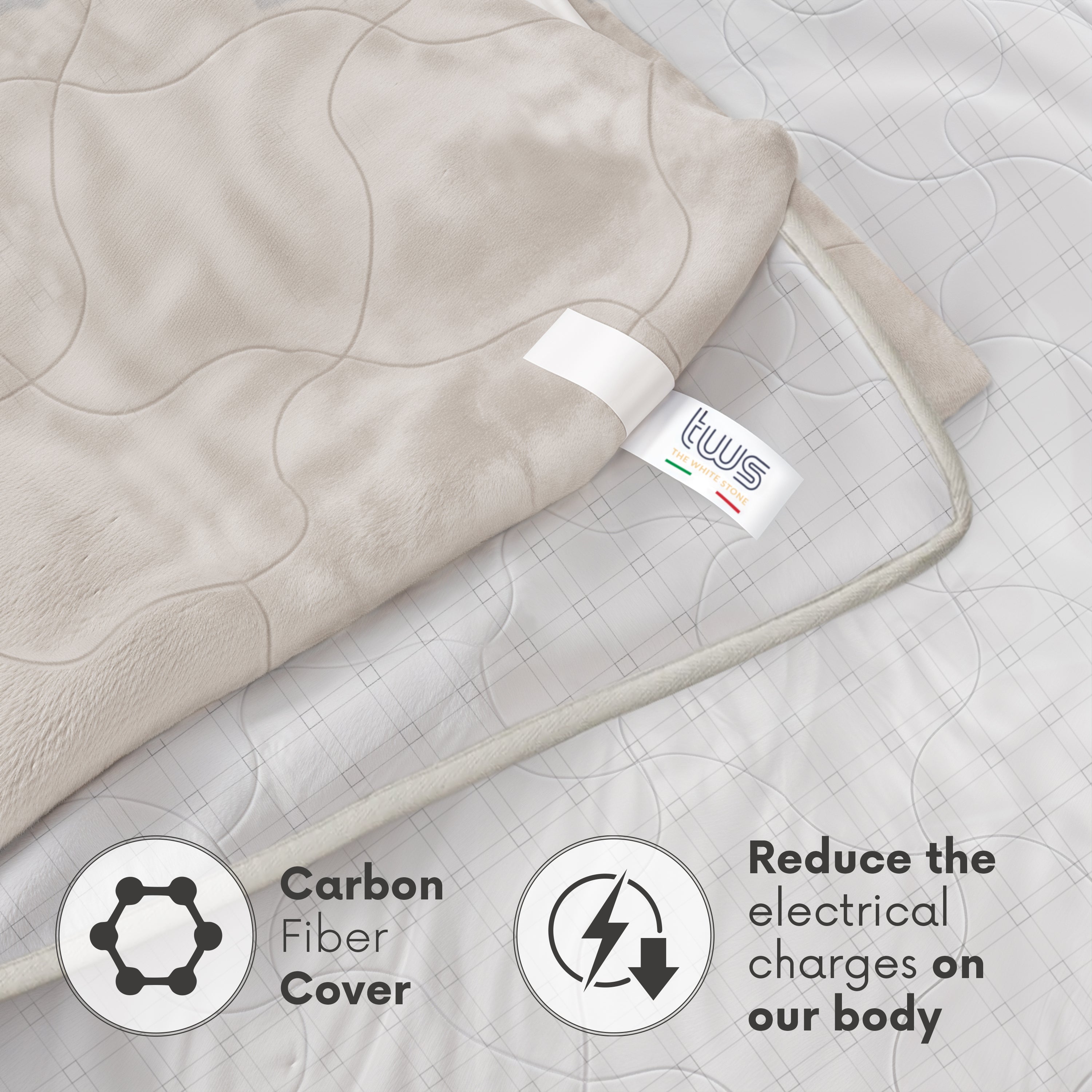 Coperta in Fibra di Carbonio | Morbida, Antistress Double Face, Vellutata per Divano o Letto Singolo | 200 x 200 cm