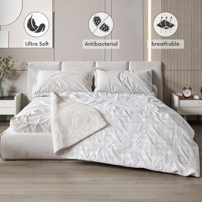 Coperta in Fibra di Carbonio | Morbida, Antistress Double Face, Vellutata per Divano o Letto Singolo | 215 x 240 cm