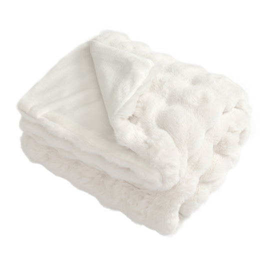 Coperta in pelliccia ecologica di lusso plaid soffice in pelliccia di coniglio con effetto bolle, Coperta poltrona e divano-Coperta