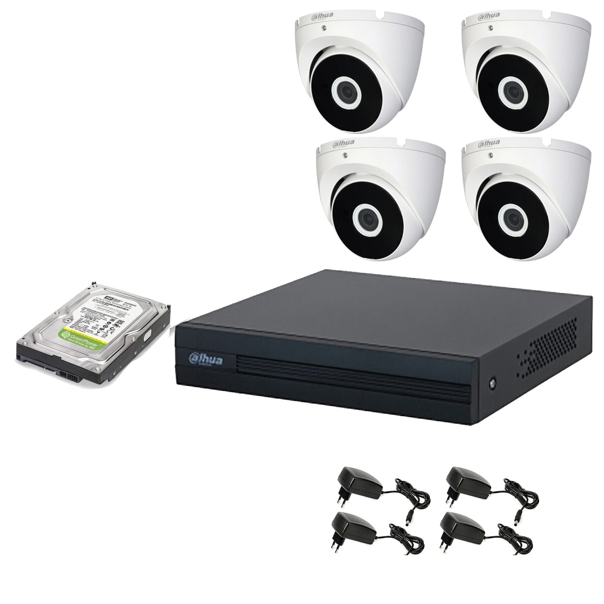 KIT 4 TELECAMERE DAHUA 2 MPX DVR 8 CANALI HD 500GB