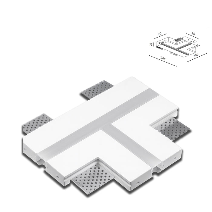 *STOCK* Angolo a "T" per Striscia In Gesso Ceramico ad incasso predisp. LED  90x150x205mm