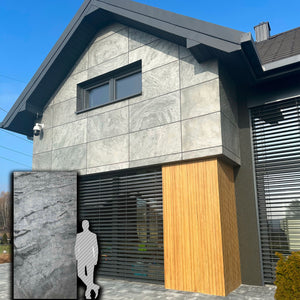 pannello rivoluzionario di Rivestimento interno-esterno in VERA PIETRA flessibile 280x122x0,3cm ANTRACITE