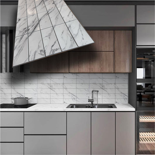 Pannelli 3D Rivestimento a parete in PVC effetto MARMO CARRARA 95x48cm Realistici, isolanti, idrorepellenti.