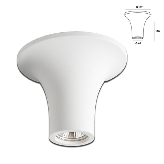 *STOCK* Portafaretto In Gesso Ceramico Cono 167x130x68mm 40W GU10 IP20