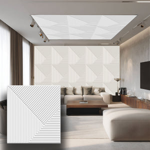 pannello per boiserie a parete, rivestimento cassonato a soffitto e porte in PVC 3D 50X50cm mod. COSMO