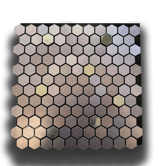 TOP! Piastrella autoadesiva in vero alluminio serigrafato con inserti in Acciaio 30x30cm (sp. 3mm) color VIOLETTO