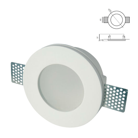 *STOCK* Portafaretto In Gesso Ceramico ad incasso Diametro 150 con Vetro 40W GU10 IP20