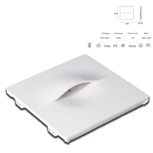 *STOCK* Portafaretto In Gesso Ceramico ad incasso TASCA 400x400mm  40W G9 IP20
