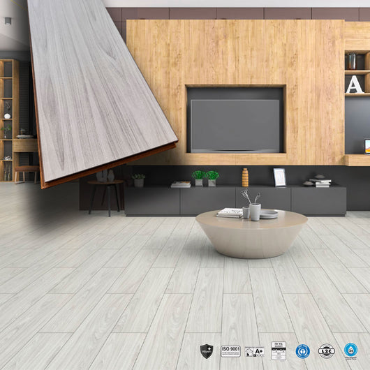 Pavimento in laminato 8mm Click Spazzolato  bisellato NOCE GRIGIO 197x1205 - 10 anni garanzia