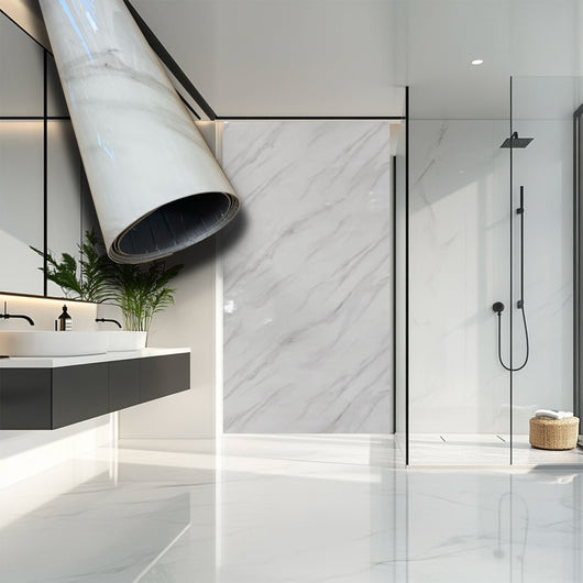 Rotolo da 3,6mq Rivestimento AUTOADESIVO in SXP thermo/acustico MARMO LUCIDO HI-RES 1200x3000x2,5mm HYDRO. Col. 68