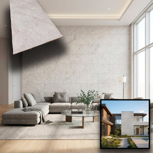 CAPPOTTO esterno - interno isolante in STYROFOAM 3D spess. 2,5cm (120x50cm) con resine e malta Marmo asciato sabbiato