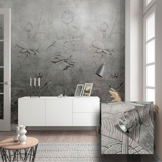 Pannello 159x270cm di Carta da Parati TNT a modulo raccordabile continuativo Voyager FLOWERBW