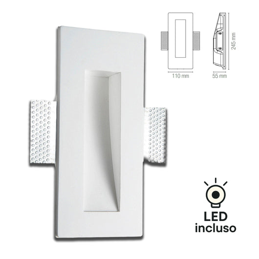 *STOCK* Portafaretto In Gesso Ceramico LED ad incasso Segnapasso 245x110mm 1X1W CREE XP-E IP20 3.2V