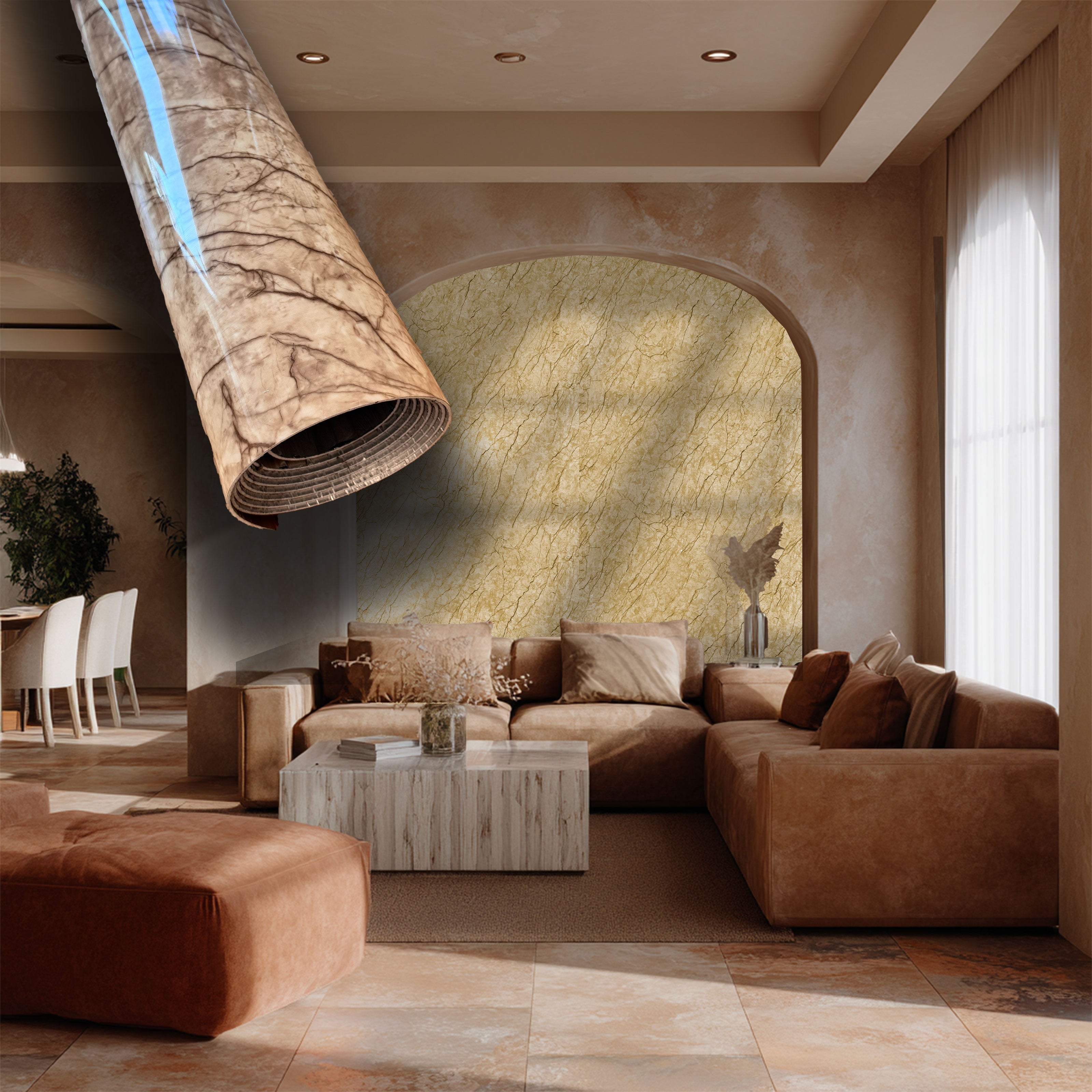 Rotolo da 3,6mq Rivestimento AUTOADESIVO in SXP thermo/acustico MARMO LUCIDO HI-RES 1200x3000x2,5mm HYDRO. Col. 358-15