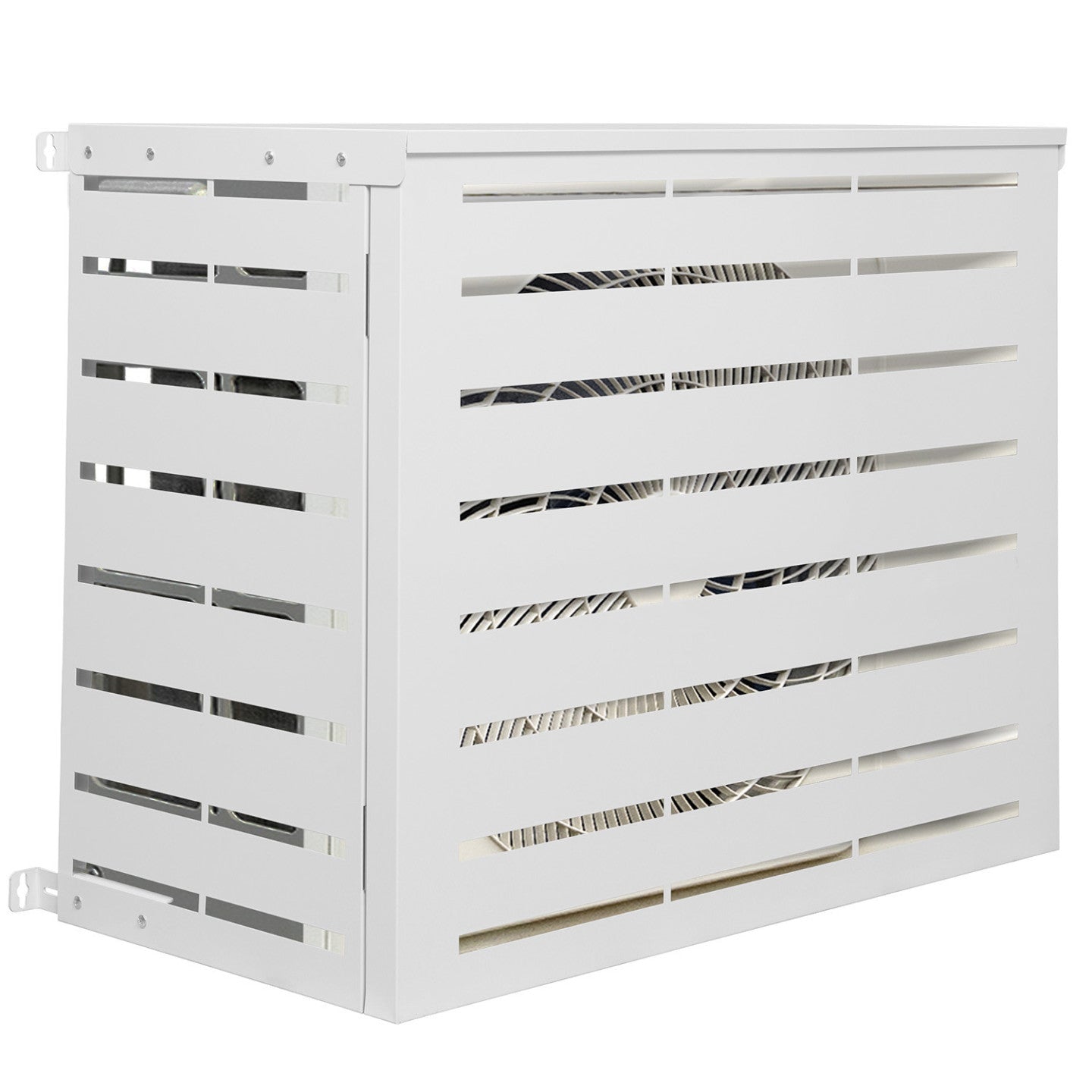 IDMarket - Copertura metallica bianca per condizionatore d'aria per unità esterna 95 x 50 x 80 cm