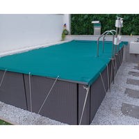 Telo Copertura Piscina 5x6m in PVC 600 gr/mq Blu - Protezione Invernale Antifoglie, Occhielli 25cm Sicurezza Bambini & Antiraggi UV
