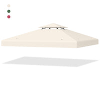 Copertura di ricambio per gazebo a 2 livelli da 300x300cm, Tettoia con fibbie in alluminio e chiusure a strappo Beige-Gazebo