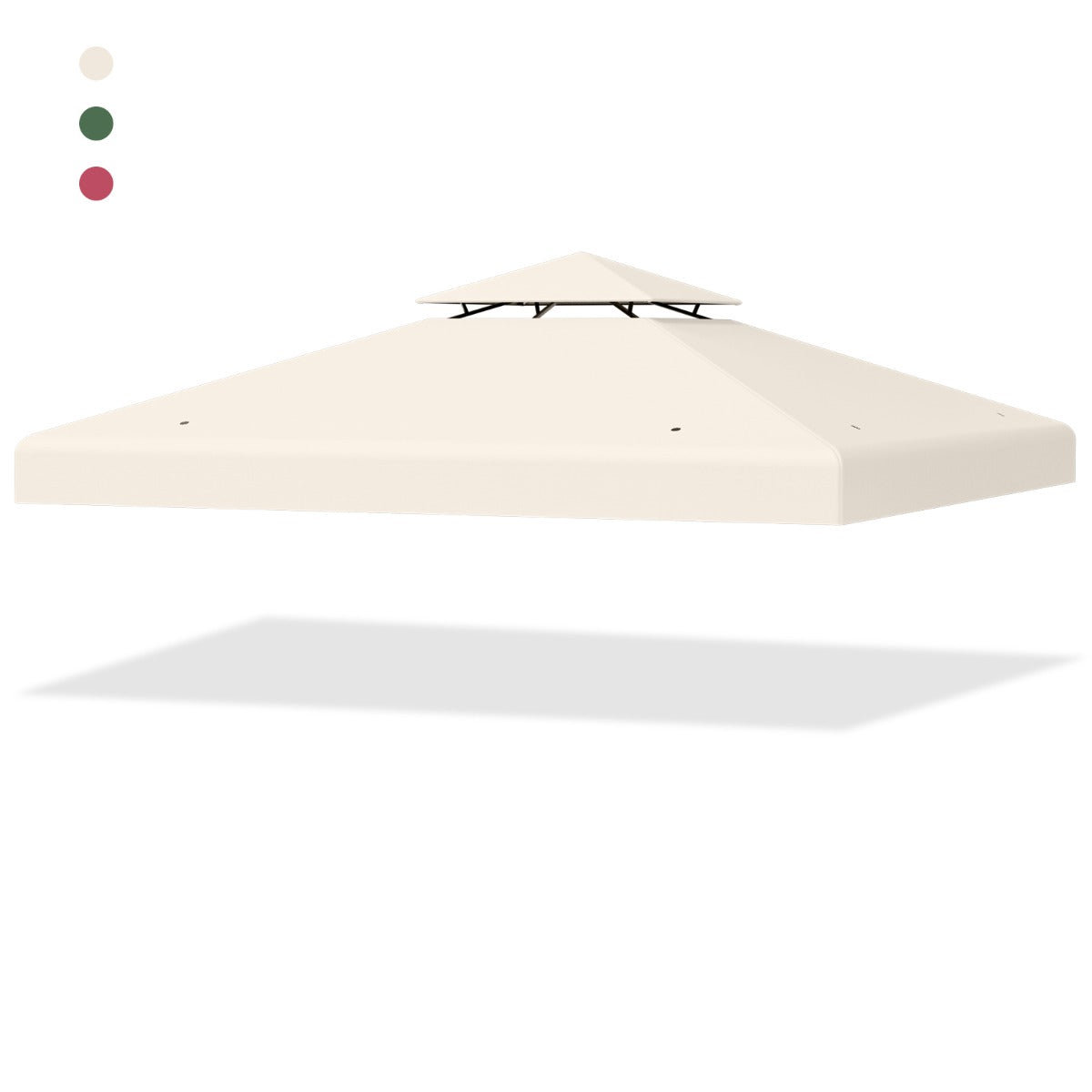 Copertura di ricambio per gazebo a 2 livelli da 300x300cm, Tettoia con fibbie in alluminio e chiusure a strappo Beige-Gazebo