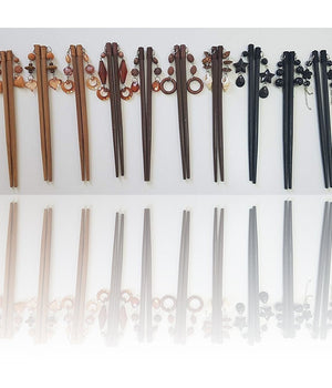 Coppia Bacchette Giapponese Legno Capelli Chignon Capelli Accessori Acconciatura         