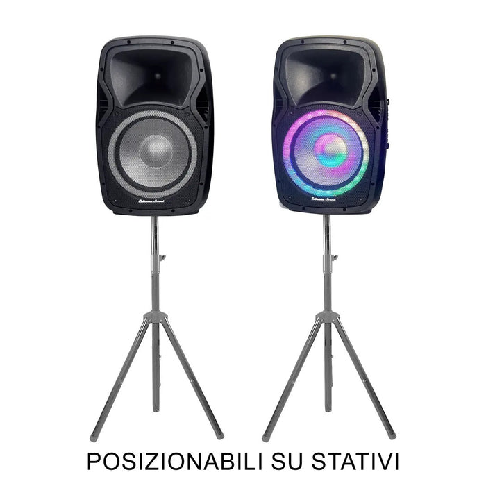 Coppia Casse Audio Amplificate 2000w Extreme Sound 12" Bluetooth Usb Rgb Xevo-12         