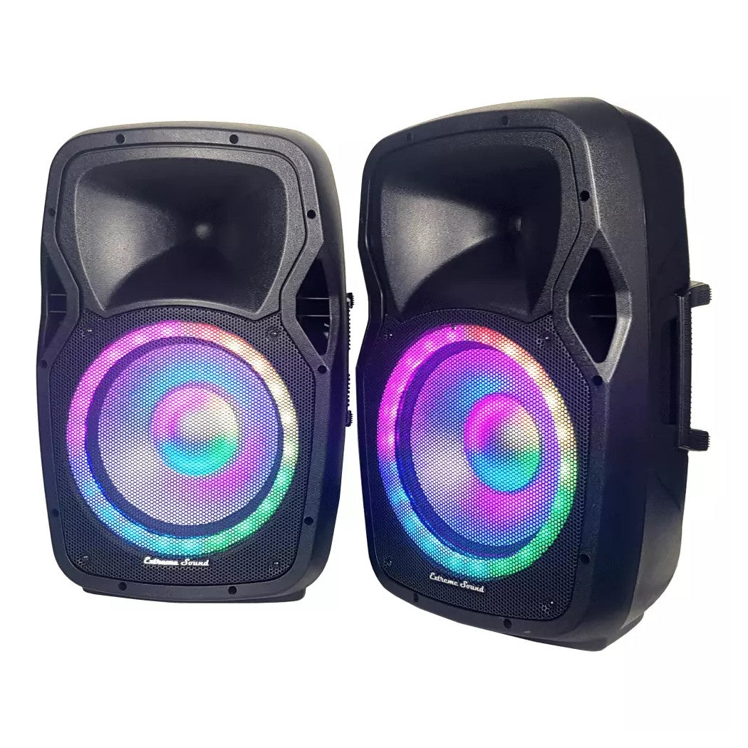 Coppia Casse Audio Amplificate 2000w Extreme Sound 12" Bluetooth Usb Rgb Xevo-12         