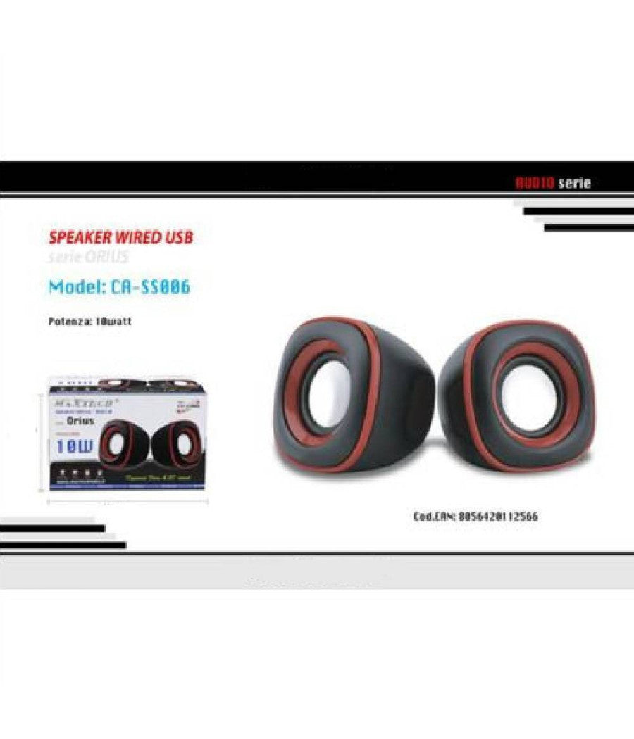 Coppia Casse Speaker Wired 10w Altoparlanti Maxtech Ca-ss006 Pc Attacco Usb Aux         