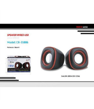 Coppia Casse Speaker Wired 10w Altoparlanti Maxtech Ca-ss006 Pc Attacco Usb Aux         