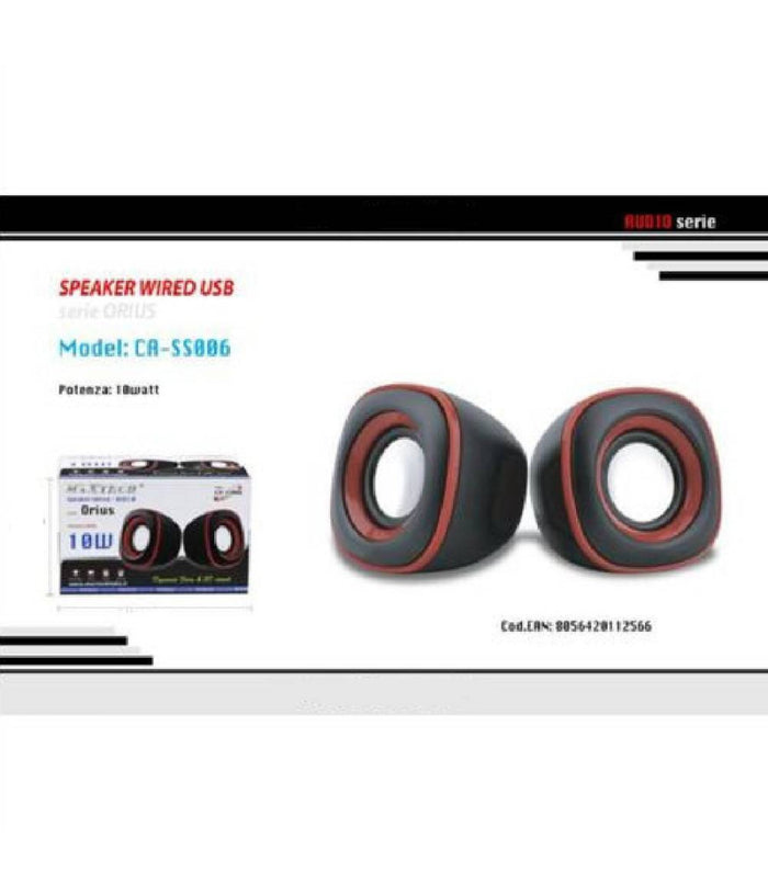 Coppia Casse Speaker Wired 10w Altoparlanti Maxtech Ca-ss006 Pc Attacco Usb Aux         
