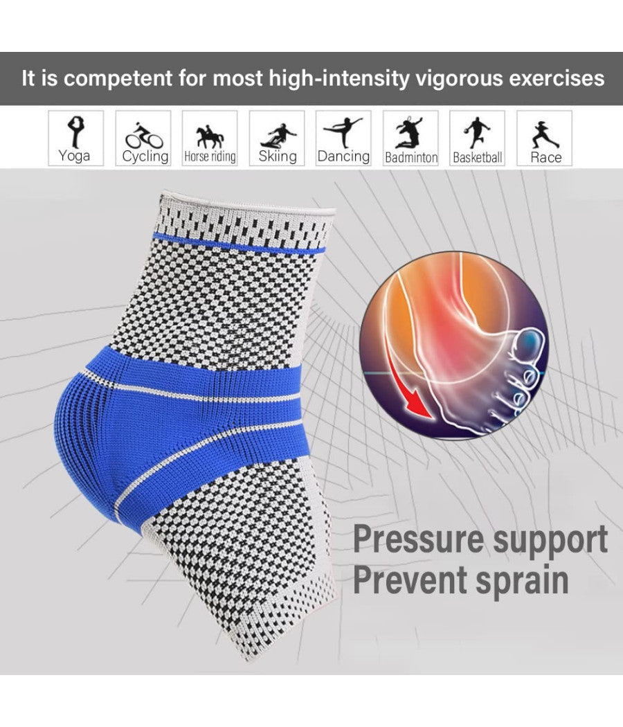 Coppia Cavigliere Supporto Per Caviglia Anallergica Elastica Sport Blu         