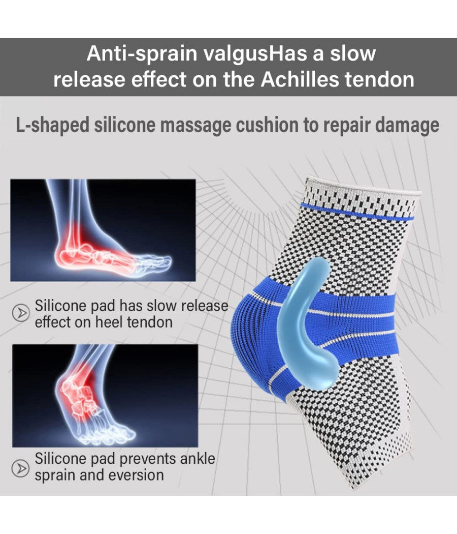 Coppia Cavigliere Supporto Per Caviglia Anallergica Elastica Sport Blu         