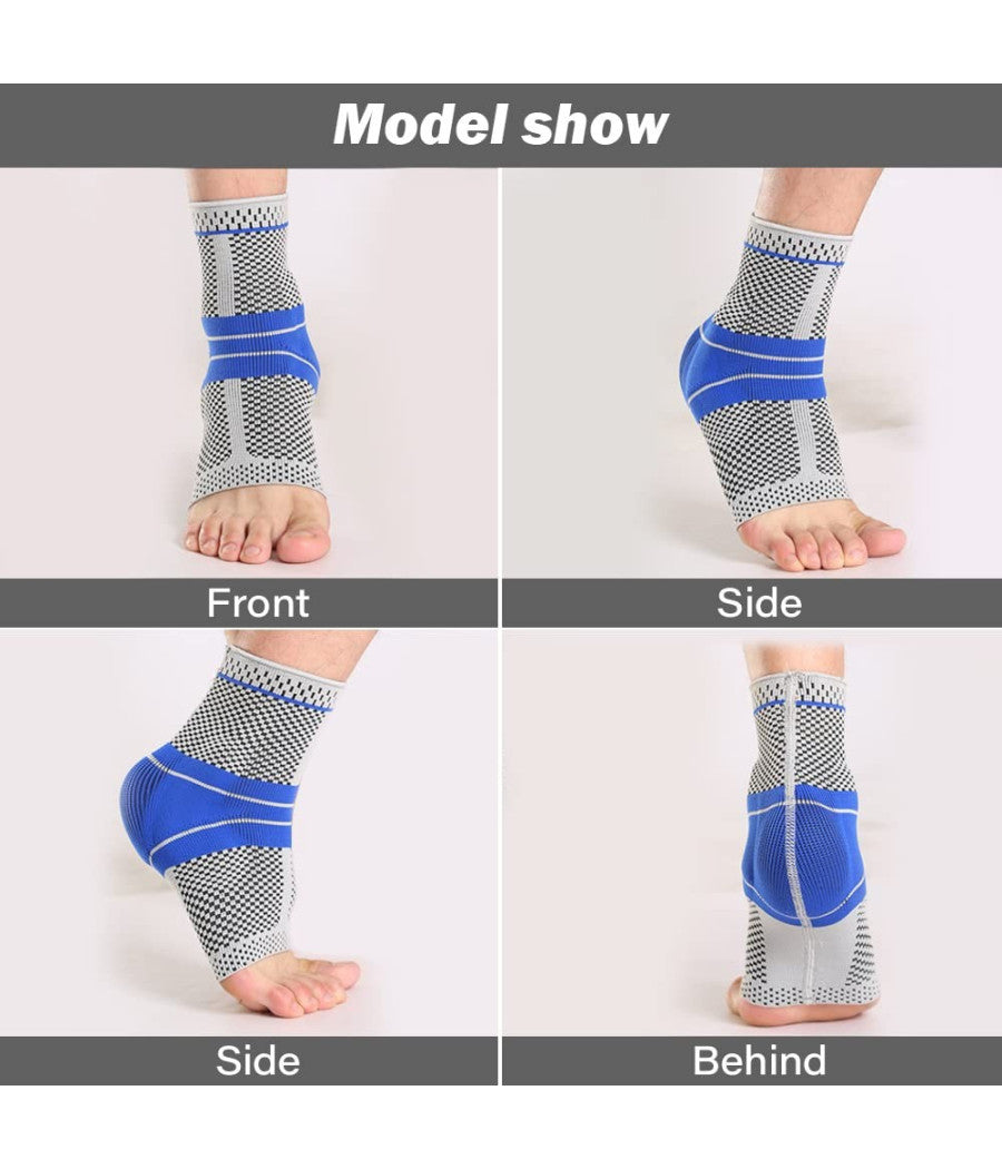 Coppia Cavigliere Supporto Per Caviglia Anallergica Elastica Sport Blu         