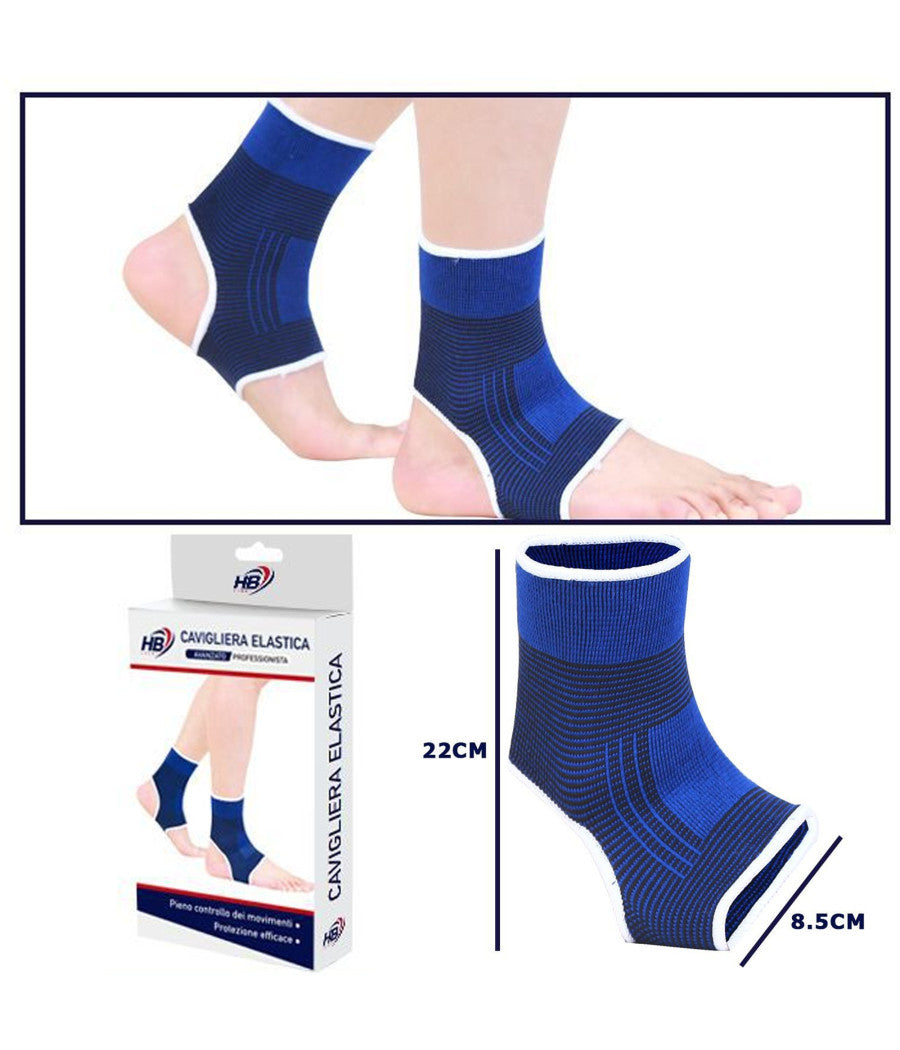 Coppia Cavigliere Supporto Per Caviglia Anallergica Elastica Sport Fitness Blu         