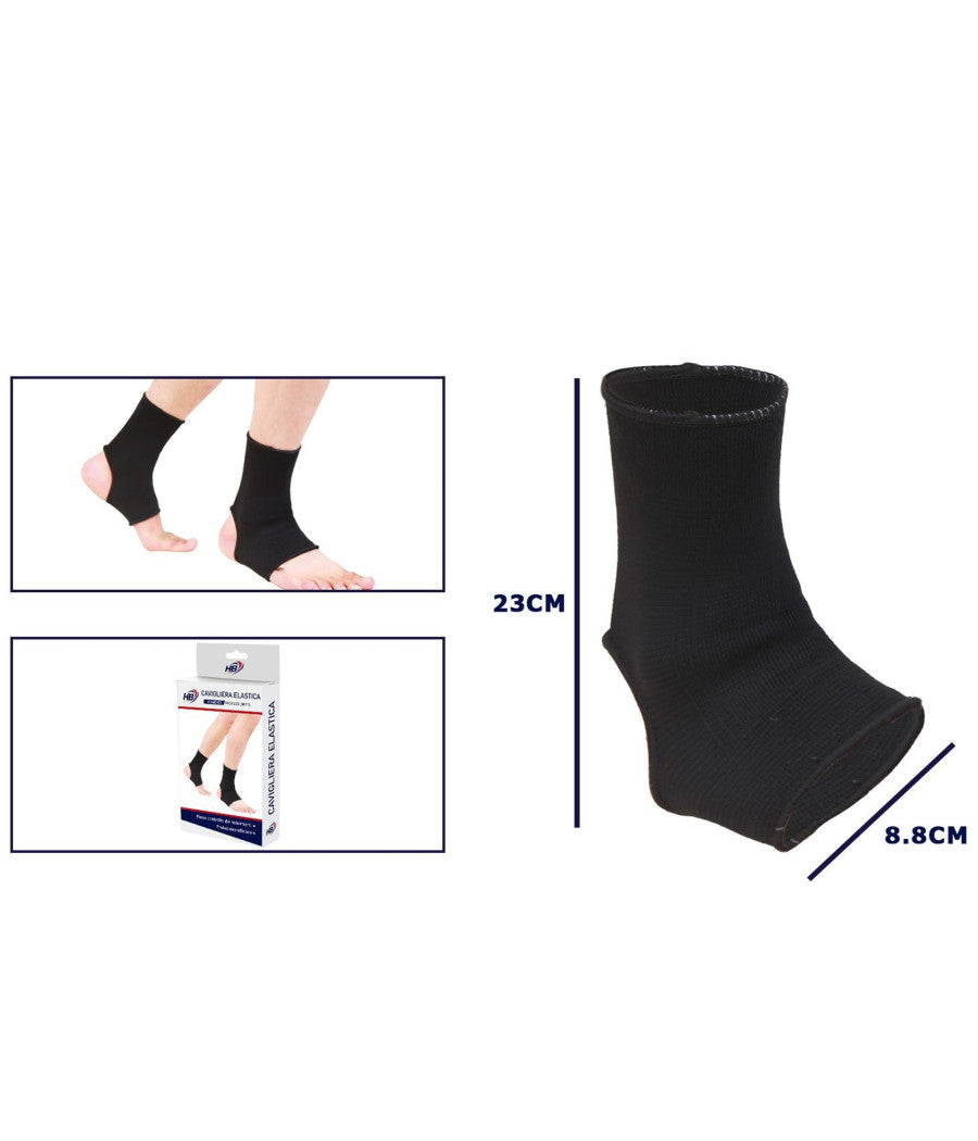 Coppia Cavigliere Supporto Per Caviglia Anallergica Elastica Sport Fitness Nero         