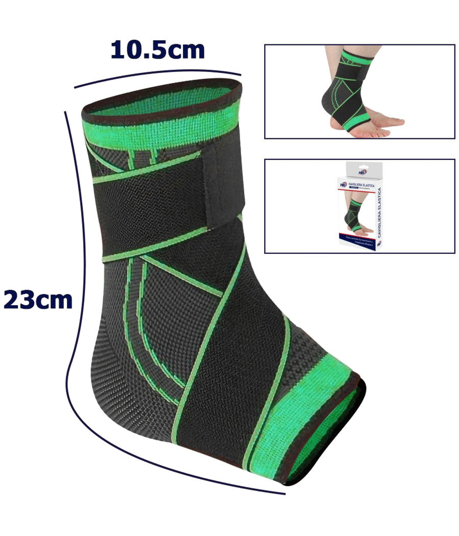 Coppia Cavigliere Supporto Per Caviglia Anallergica Elastica Sport Fitness Verde         