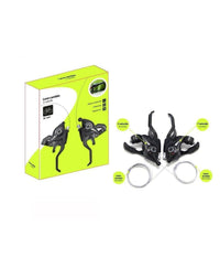 Coppia Comandi Cambio Bici + Leve Freno Velocita 3x7 Bicicletta Manopole Xc-1637         