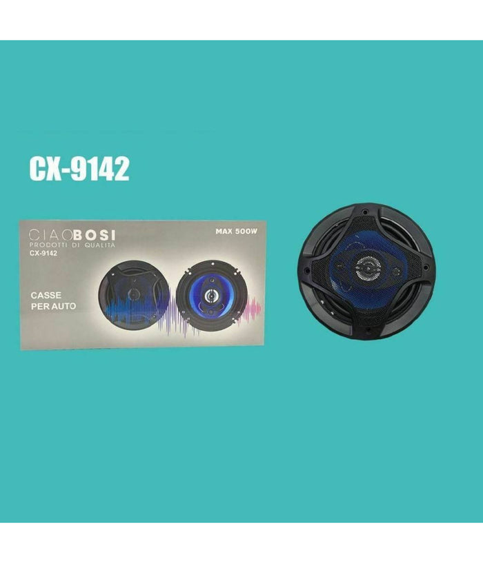 Coppia Di Casse Auto Altoparlanti Speaker 500 Watt 16 Cm Cx-9142         