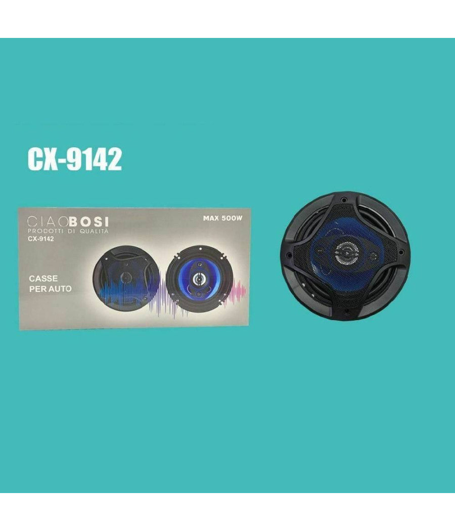 Coppia Di Casse Auto Altoparlanti Speaker 500 Watt 16 Cm Cx-9142         