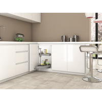 Coppia di cestelli girevoli Shelvo semicircolare, 900, Plastica grigia, Tecnoplastica e Alluminio.