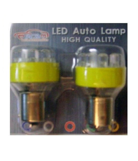 Coppia Di Lampadine Gialle A Bulbi 12 Led Per Auto 12volt S25 Luce Gialla         