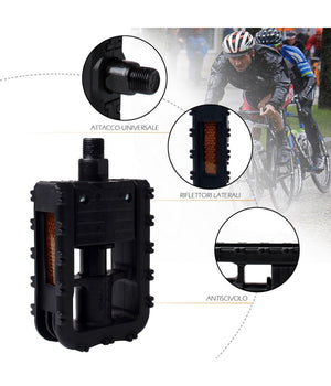 Coppia Di Pedali Bicicletta Con Riflettori Laterali Attacco Universale Xc-2513         
