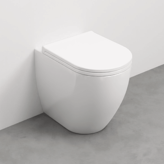 Coppia Di Sanitari Ceramica Cielo Da Terra Filo Muro Bianco Lucido "Mini-Smile 48"