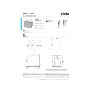 Coppia Di Sanitari Ceramica Cielo Da Terra Filo Muro Bianco Lucido "Mini-Smile 48"