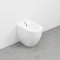 Coppia Di Sanitari Ceramica Cielo Da Terra Filo Muro Bianco Lucido "Mini-Smile 48"