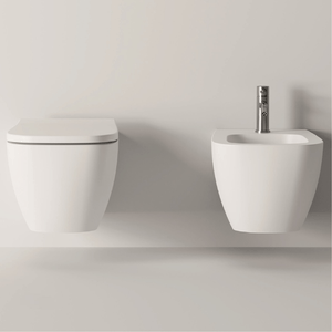 Coppia Di Sanitari Alice Ceramica Sospesi Senza Brida Bianco Lucido "Wunder"