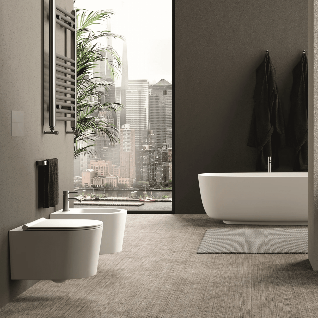 Coppia Di Sanitari Alice Ceramica Sospeso Senza Brida Bianco Lucido "Form"