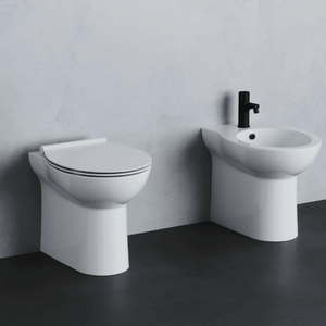 Coppia Di Sanitari Azzurra Ceramica Da Terra Filo Muro Bianco Lucido "Fast"